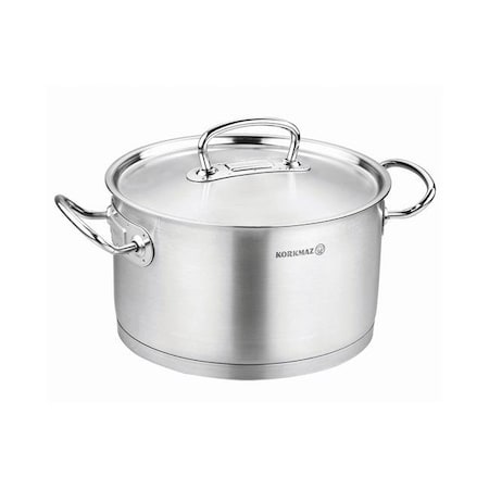 Ybm Home YBM Home a1162 9.4 in. Dia. x 3.9 in. Korkmaz Stainless Steel Stockpot with Lid & Handles; Silver a1162